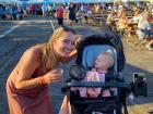 Mother and son enjoying the St. Nectarios Greek Fest in Palatine