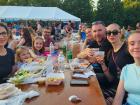Participants enjoying the St. Nectarios Greek Fest in Palatine
