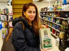 Happy shopper at Columbus Food Market & Gifts in Des Plaines