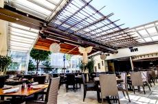 Spacious outdoor dining area at Athena Greek Restaurant in Chicago