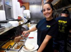 Friendly kitchen crew at Brandy's Gyros in Chicago (on Milwaukee Ave)