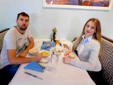 Couple enjoying lunch at Brousko Authentic Greek Cuisine in Schaumburg