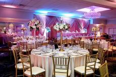 Beautifully decorated ballroom at Empress Banquets in Addison