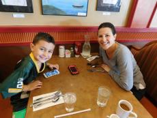 Family enjoying breakfast at Georgie V's Pancakes & More in Northbrook