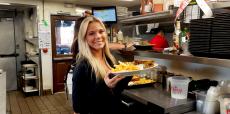 Friendly server at Niko's Red Mill Tavern in Woodstock