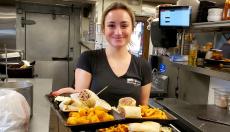 Friendly server at Niko's Red Mill Tavern in Woodstock