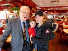 Bob Rohrman with family at Omega Restaurant & Pancake House in Downers Grove