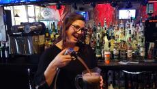 Friendly bar server at Rocky's American Grill in Prospect Heights