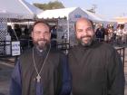 Father George with church leader -  Big Greek Food Fest, Niles