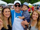 Happy participants with volunteer - St. Nectarios Greekfest, Palatine