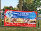 Welcome sign at the St. Nectarios Greek Fest in Palatine