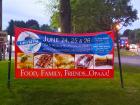 Outdoor sign at St. Nectarios Greek Fest in Palatine