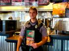 Police officer enjoying lunch at Billy Boy's Restaurant in Chicago Ridge