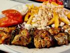 Pork Souvlaki at Charcoal Flame Grill in Morton Grove