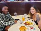 Couple enjoying breakfast at Dino's Cafe in Bloomingdale