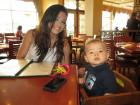 Mom and son enjoying breakfast at Egg Haven Cafe in DeKalb