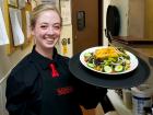 Friendly server at Ellwood Steak and Fish House in DeKalb