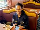 Loyal customer enjoying breakfast at Lumes Pancake House Chicago