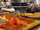 Hard working kitchen crew at Lumes Pancake House Chicago