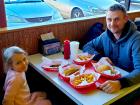 Dad and daughter enjoying lunch at Nick's Drive In Restaurant Chicago