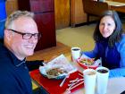 Happy customers enjoying lunch at Nick's Drive In Restaurant Chicago