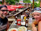 Couple enjoying relaxing lunch at Niko's Red Mill Tavern in Woodstock