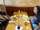 Mom and daughter enjoying lunch at Tasty Waffle Restaurant in Romeoville