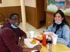 Friends enjoying lunch at The Works Gyros in Glenview