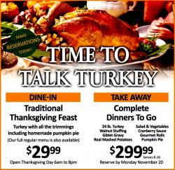 Thanksgiving Day Dining at Blossom Cafe - Norridge