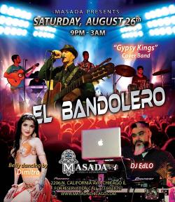 El Bandolero Live at Masada Restaurant in Chicago with Greek belly dancer Dimitra