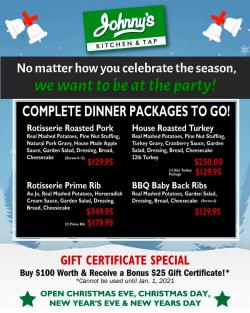 Christmas and New Year's Dining at Johnny's Kitchen & Tap - Glenview