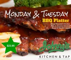 Mon and Tuesday BBQ Platter Special at Johnny's Kitchen & Tap - Glenview