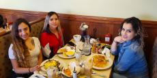 Friends enjoying breakfast at Annie's Pancake House in Skokie