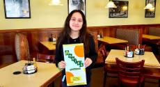 Happy carryout customer at Annie's Pancake House in Skokie