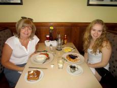 Mom & daughter enjoying breakfast at Annie's Pancake House in Skokie