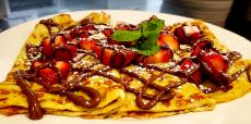 The famous Strawberry Nutella Crepes at Annie's Pancake House in Skokie