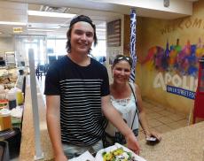 Happy customers at Apolis Greek Street Food in Lisle