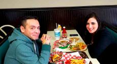 Couple enjoying lunch at Beefy's Restaurant in Chicago