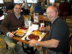 Friends enjoying the famous BBQ Ribs at Billy Boy's Restaurant in Chicago Ridge