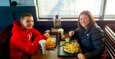 Mom and son enjoying lunch at Billy Boy's Restaurant in Chicago Ridge