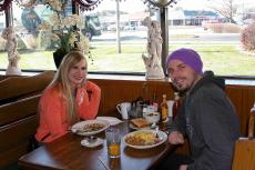 Couple enjoying breakfast at Billy's Pancake House in Palatine
