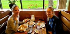 Family enjoying breakfast at Billy's Pancake House in Palatine