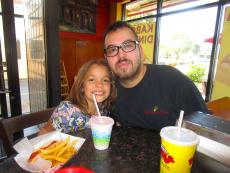 Family enjoying lunch at Brandy's Gyros in Chicago