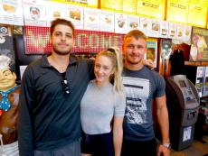 Happy customers after enjoying lunch at Brandy's Gyros in Chicago