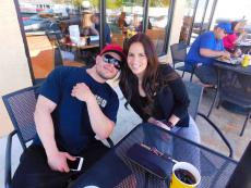 Couple enjoying lunch on the patio at Brandy's Gyros in Chicago