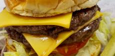 The famous double cheeseburger at Burger Baron Restaurant Arlington Heights