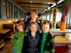 Family after enjoying lunch at Butterfield's Pancake House & Restaurant in Naperville