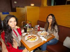 Sisters enjoying breakfast at Butterfield's Pancake House & Restaurant in Naperville