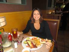 Loyal customer enjoying lunch at Butterfield's Pancake House & Restaurant in Naperville