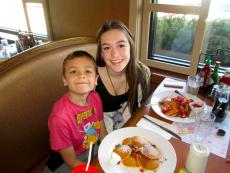 Siblings enjoying breakfast at Butterfield's Pancake House & Restaurant in Wheaton